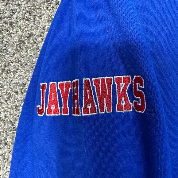 NWT Men’s Colosseum Royal Kansas Jayhawks Resistance Pullover Hoodie Size Medium - Picture 3 of 6